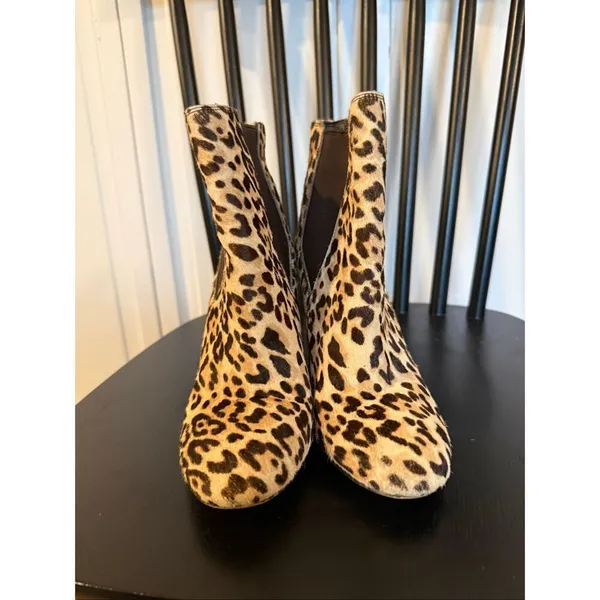 Sam Edelman leopard heeled boot cow hair size 6 - Image 3
