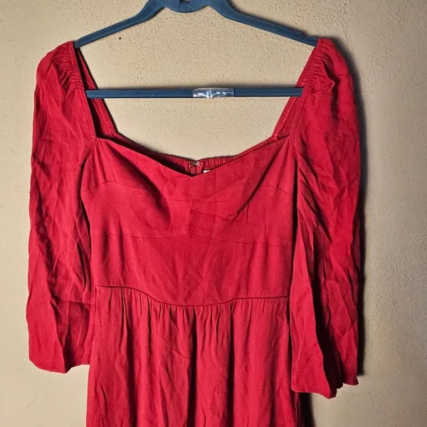 Reformation Womens Red Smocked Back Midi Dress‎ 0 - Image 3