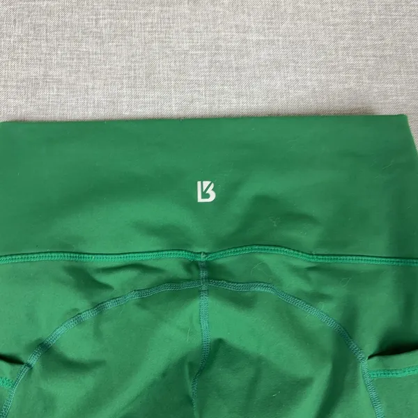 Buff Bunny Leggings Womens M Green Ankle Nylon Spandex High Rise Pockets Stretch - Image 12