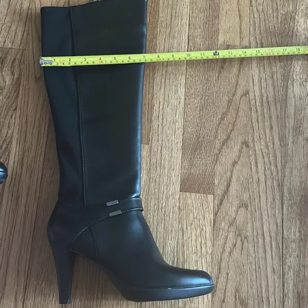 Alfani Step N Flex Elegant Black Knee-High Tall Black Faux Leather Boots NIB - Image 4