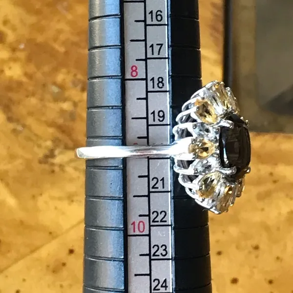 Natural Smoky Quartz Sterling Silver Cocktail Ring Size 9 - Image 4
