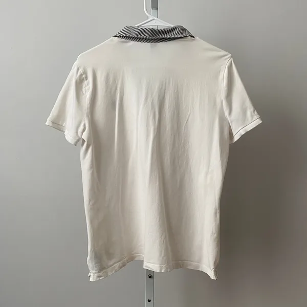 Lauren Ralph‎ Lauren L White Polo Shirt Striped Trim V-Neck Crest Active Sport - Image 5