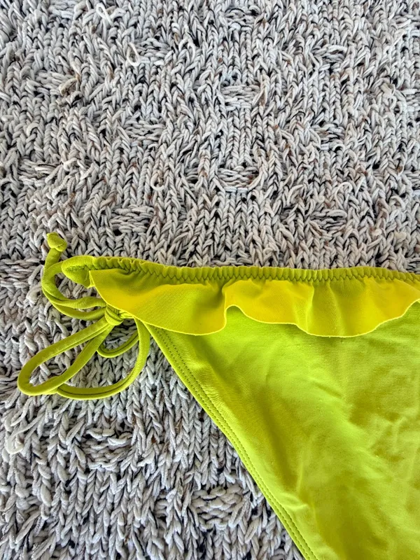 Hollister Lime Green Y2K Low Cut Frill Side-Tie Swim Bottom | Size Medium - Image 5