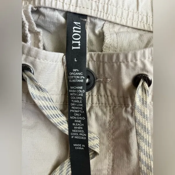 Vuori Ripstop Cream Straight Cargo Zipper Pockets Hiking Outdoor Pants Size L - Image 3