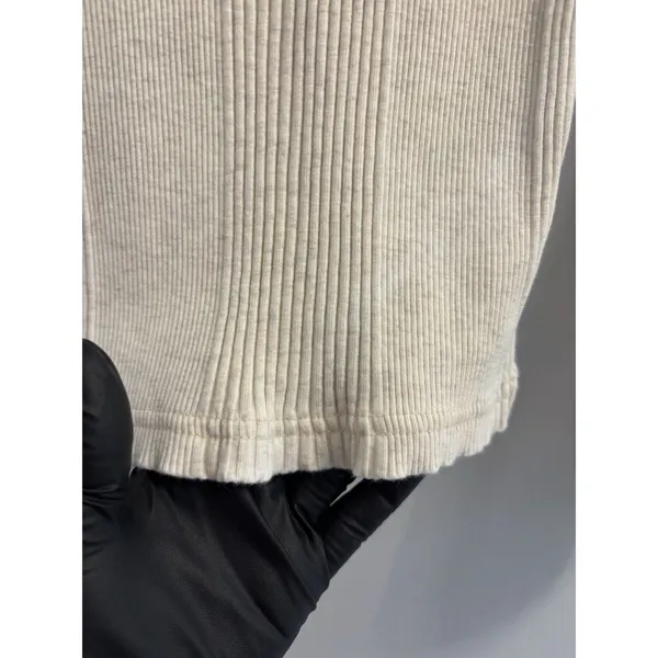 Aerie Cream Ribbed Henley Top Long Sleeve Button Front Fitted Thermal Size M - Image 8