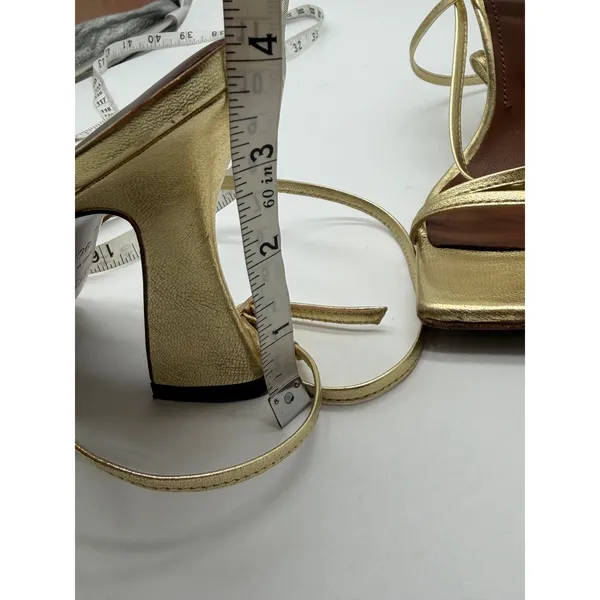 L'Autre‎ Chose Strappy Sandals Womens 36 Gold Metallic Leather Square Toe Italy - Image 12