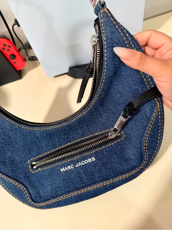 Marc Jacobs Dark Blue Denim Crescent Shoulder Bag - Image 10
