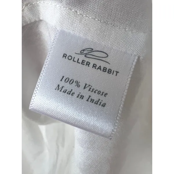 Roller Rabbit White Embroidered Yoke Peter‎ Pan Collar Viscose Blouse Small - Image 3