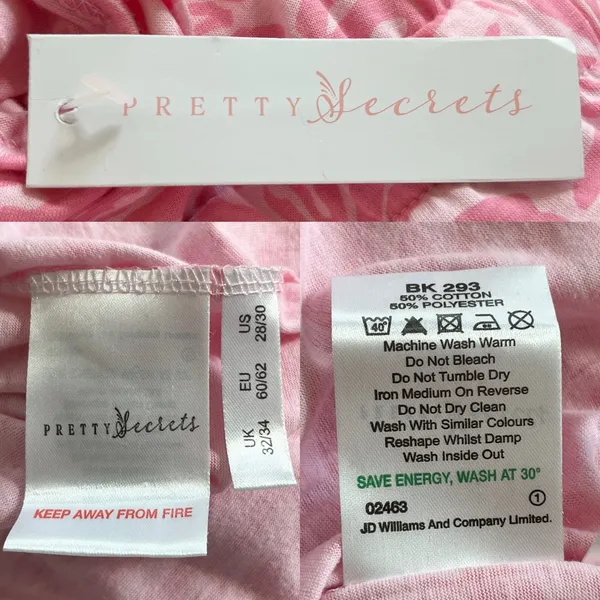 Pretty Secrets Romper 28/30 Pink Animal Print Adjustable Sleepwear New - Image 7