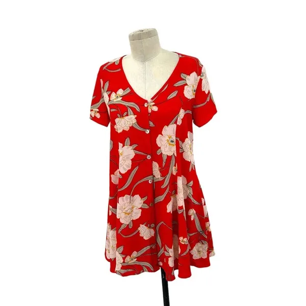 Show Me Your Mumu Bennett Babydoll Dress Southern Red Pebble Floral Size‎ Small - Image 3