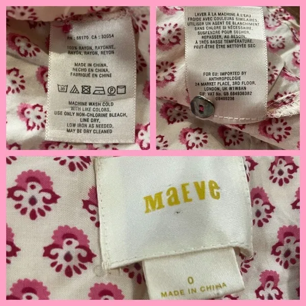Maeve Anthropologie‎ Pink Medallion Sharkbite Hem Tunic Top Sz 0 - Image 4