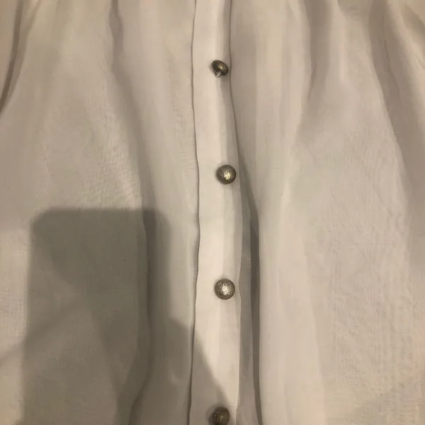 Urvana Plain Solid White Kind of Crop Top Ties in front on‎ bottom 3/4 Sleeves - Image 4