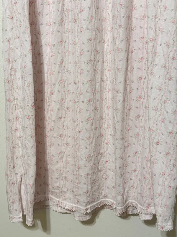 Miss Elaine Floral Nightgown Size XL White Pink Lace Vintage Y2K - Image 6