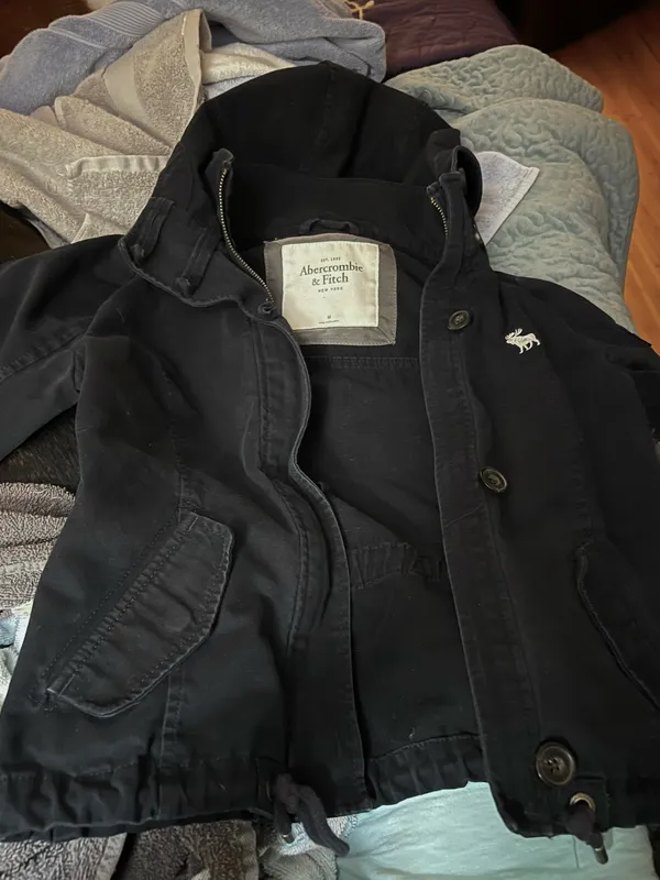 Abercrombie & Fitch Tom Boy Style Black Cotton Hooded Jacket/ Coat - Image 5
