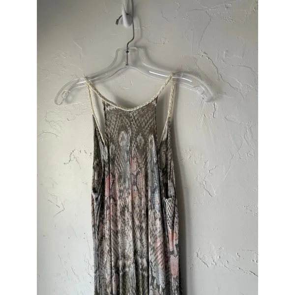 Lovestitch Boho Maxi‎ Dress Small Snake Print Braided Strap Tie Back Rayon Flowy - Image 7