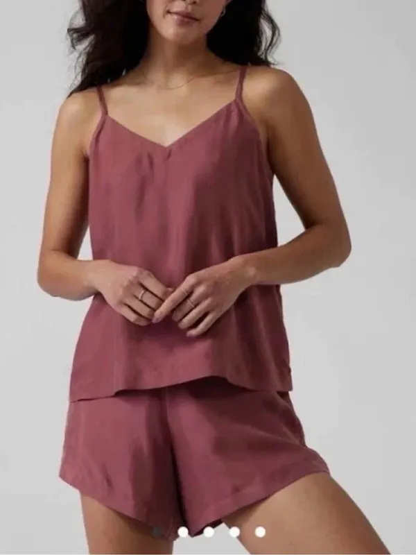 Athleta Calm Cool Cami and Short Set Tawny Rose Leisure Silky Pajamas Small S - Image 2