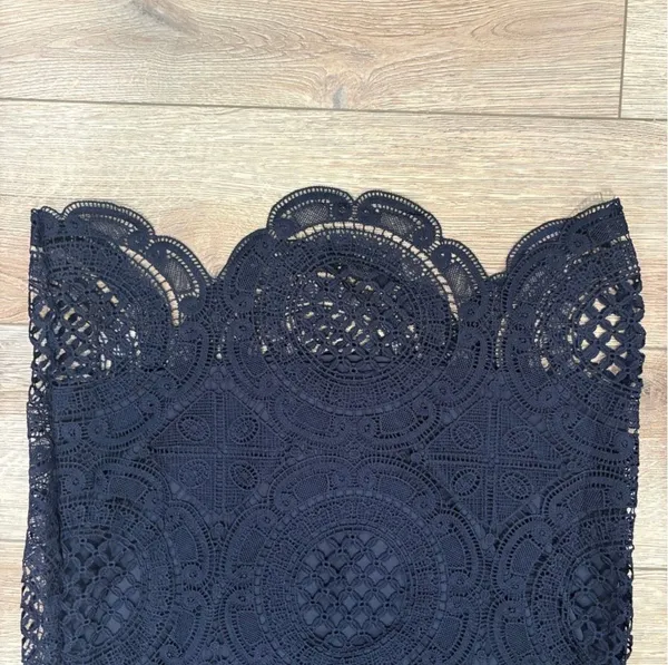 Faith & Zoe Navy Blue Midi Lace Skirt - Image 3