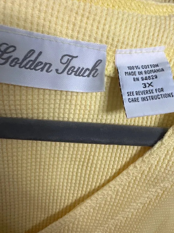 Golden Touch Women's 3X Butter Yellow 100% Cotton Top Textured minimalist y2k - Image 4