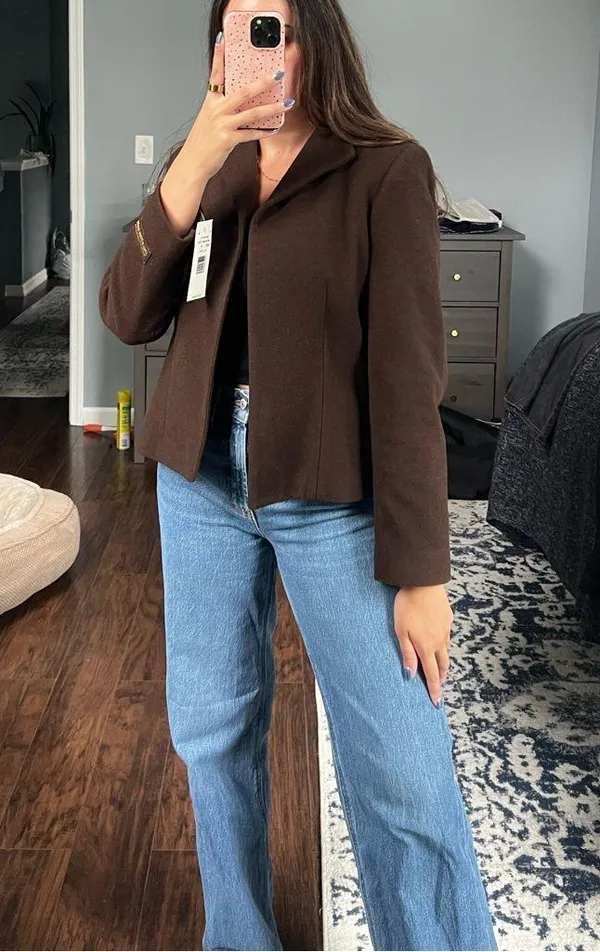 Harvé Bernard Vintage Wool Brown Blazer - Image 11