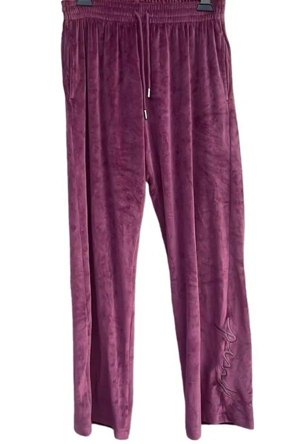 PINK Victoria Secret purple velour lounge pants size small - Image 7