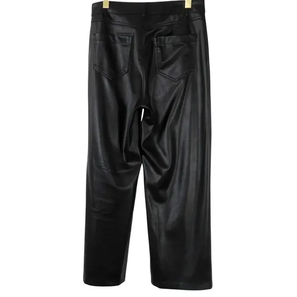 Old Navy Faux Black Leather High Rise Wide Leg Pants Size 8 - Image 4