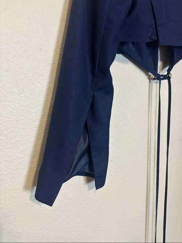 Revolve Lioness Miami Vice‎ Cropped Wrap Blazer Tie Waist Navy Y2K Size XS - Image 6
