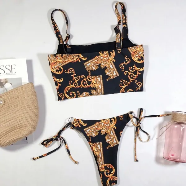 Boutique versace like print cheeky bikini - Image 6