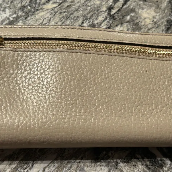 Kate Spade Cream Leather Clutch with Gold Accents - Image 3