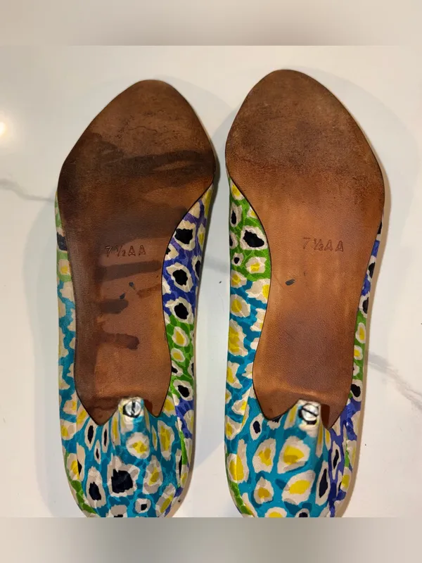 Escada Vintage Animal Print Leather Slingback Heel 7.5 - Image 7