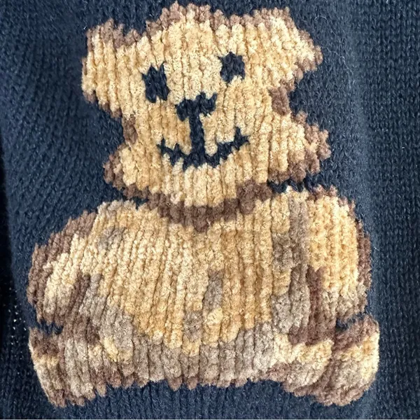 Vintage Karen Scott Black Cardigan Sweater Vest Large Fall Fruit Bear Embroidery - Image 7