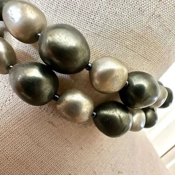 Trifari vintage grey faux pearl long necklace - Image 7
