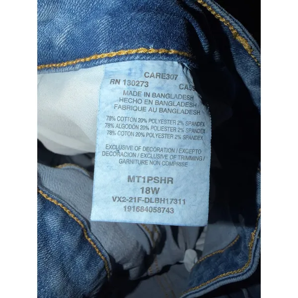 Wrangler Womens High Waisted Cutoff Denim Shorts Medium Wash Blue 18W Western - Image 4