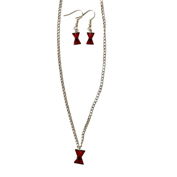 Etsy Disney Marvel Black Widow Red Room Silver Necklace Earring Set Superhero - Image 2
