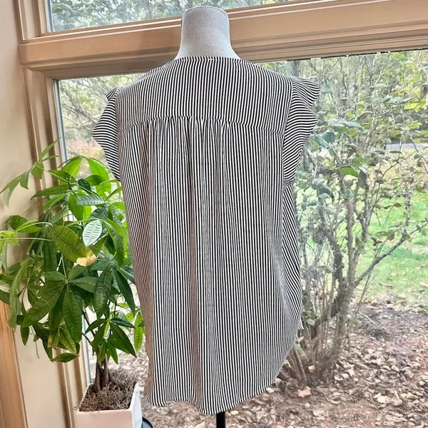 Ann Taylor Loft flowy cap sleeve tank stripe boxy business casual women large - Image 3