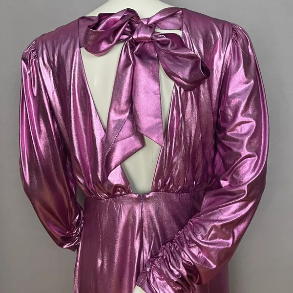 NWT Elliatt Avalee Cocktail Dress Metallic Sheen Long Sleeve Drape Skirt Party‎ - Image 9