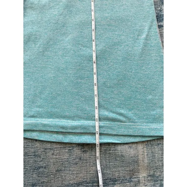 Lululemon Aqua Blue White Micro Stripe Cool Racerback Tank Top Size 4 - Image 4