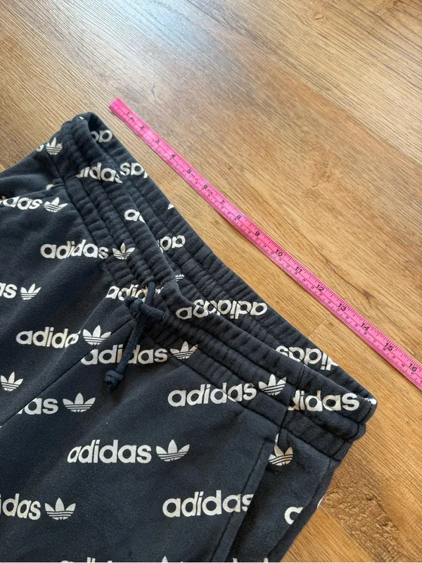 adidas Black Joggers with Allover White Logo Print Women’s Large - Image 4