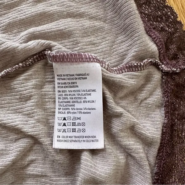American Eagle Soft & Sexy Ribbed Lace Trim Cami Top in Purple - Image 4
