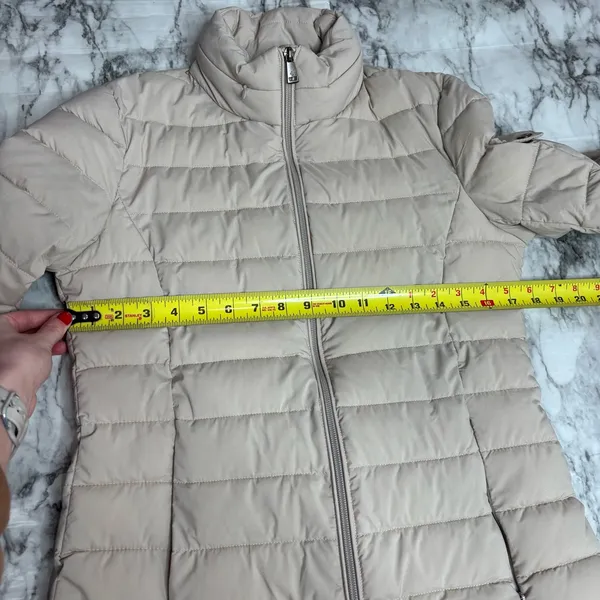 Lauren Ralph Lauren Puffer Zip Up Jacket Coat size XS Cream hidden hood - Image 6