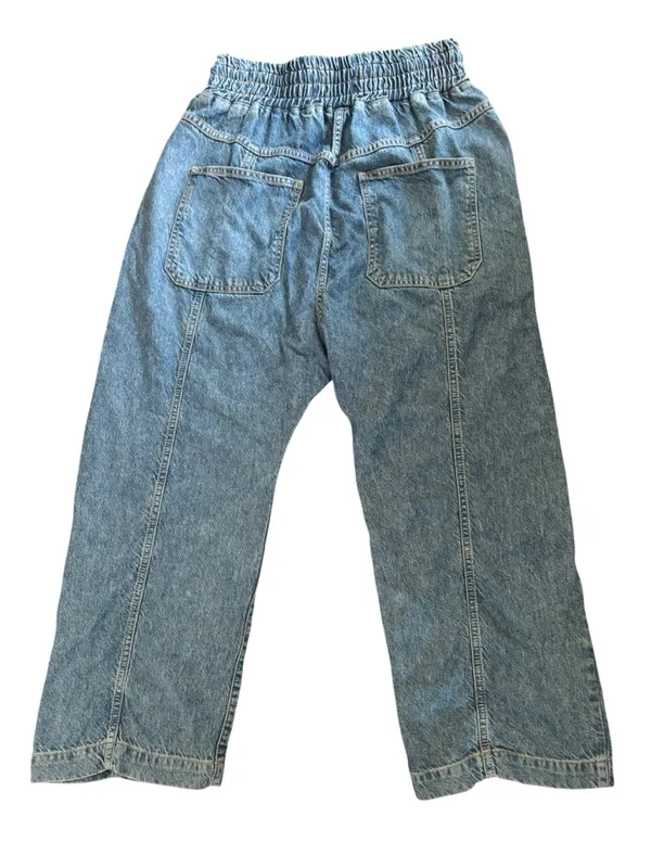 We The Free Arcadia Denim Harem Pants Jeans Blue Sz M Drawstring Relaxed Baggy - Image 4