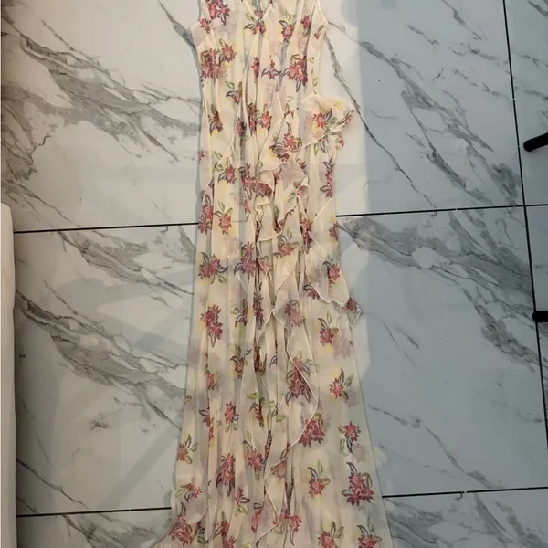 Free People Cream Sleeveless V-Neck Maxi Sundress - Image 5