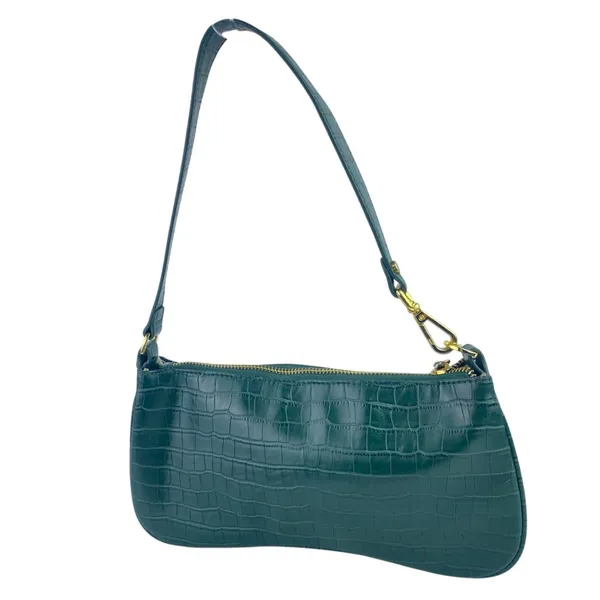 JW Pei Eva Women's Dark Green Croc Vegan Leather Zip Shoulder Bag Handbag OS - Image 3