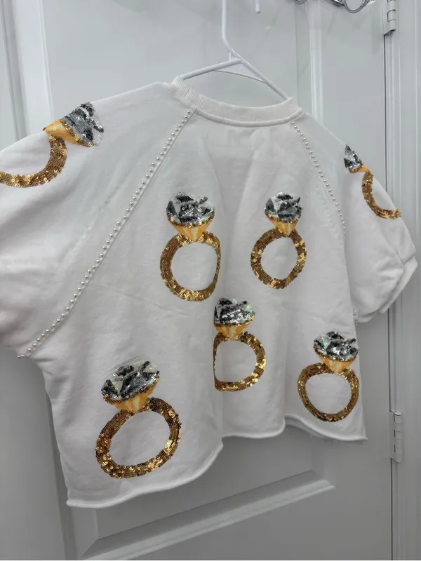 Queen of Sparkles ring sparkle sweatshirt top bling - Image 6