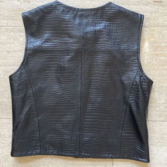 Sharon Young Sportswear Vest Size S‎ Genuine Leather Black Snake Print - Image 5