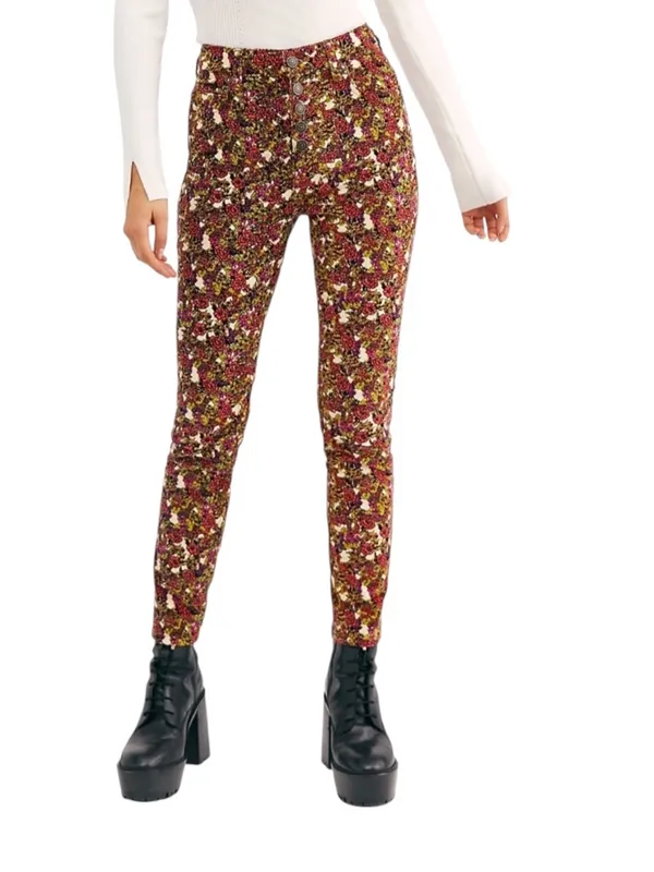 Free People High Waisted Sunchaser Floral Corduroy Pant Size 28 - Image 14