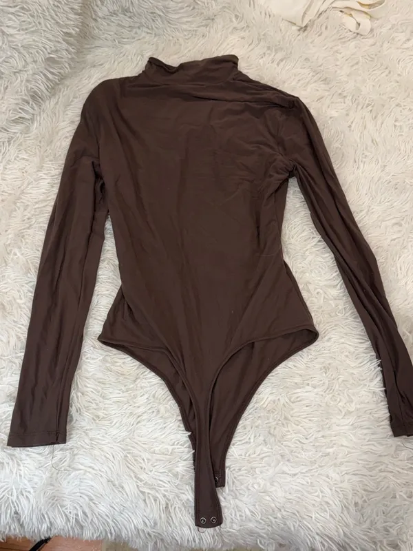 Abercrombie & Fitch soft matte bodysuit with mock neck in brown - Image 5