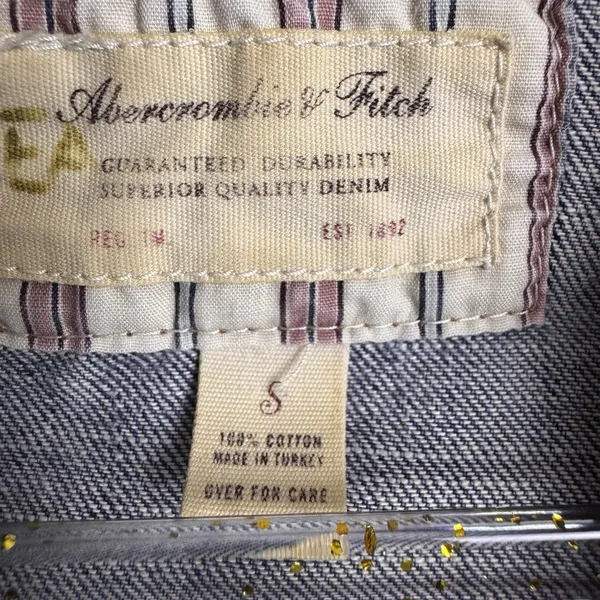 Abercrombie & Fitch Size Small‎ Blue Denim Jacket 3/4 Sleeves Button Up - Image 13