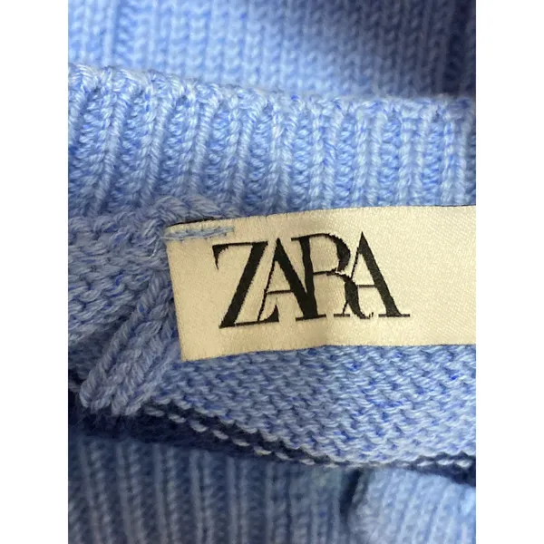 Zara Women's Blue Stripe Cable Knit Sleeveless Button Up Tank Sweater Vest Top S - Image 5