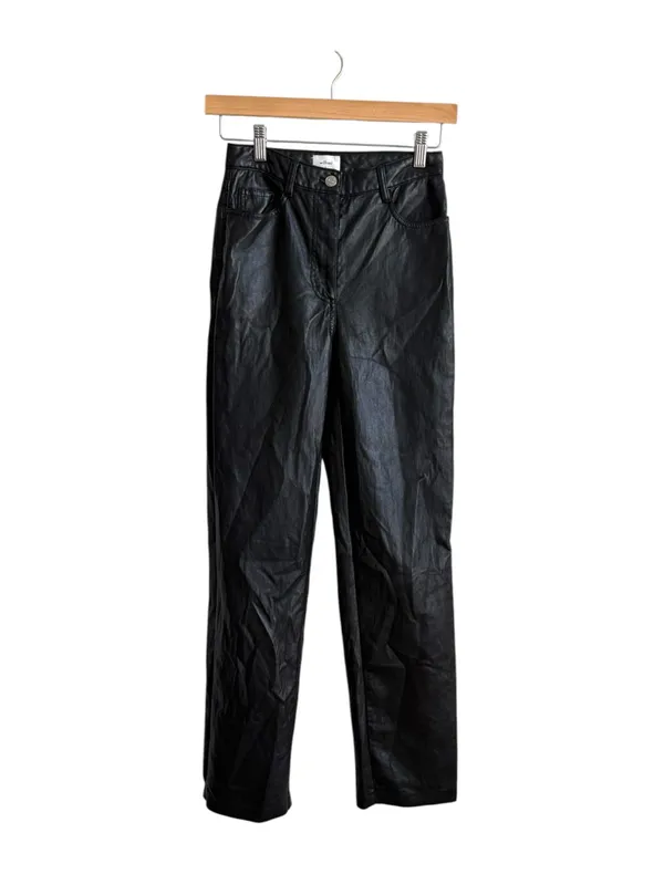 Aritzia Wilfred The Melina Pant Black Vegan Leather Straight Leg Size 0 - Image 2