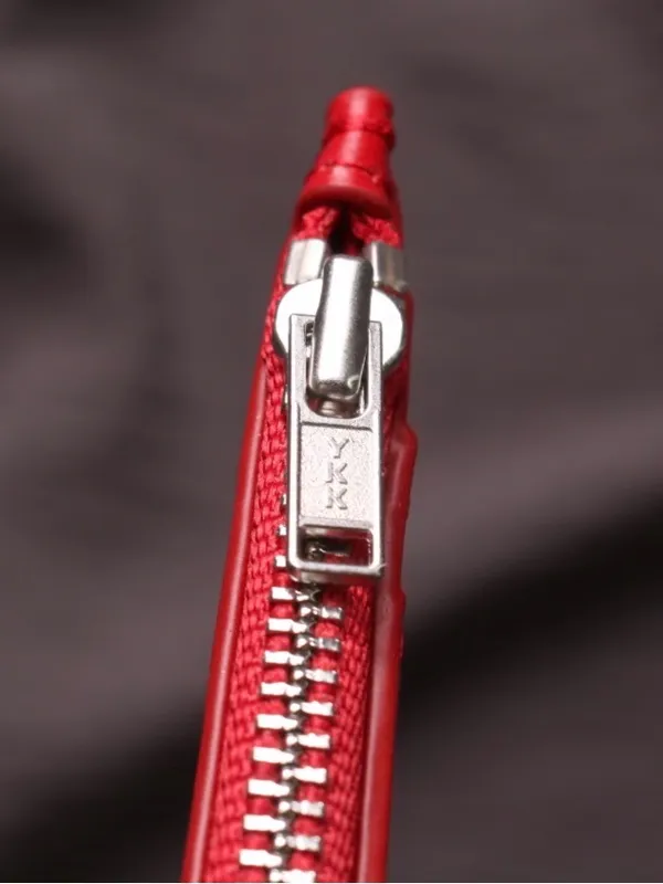 Supreme Red Embossed Leather Zip Card Sleeve with Silver Hardware - Image 4